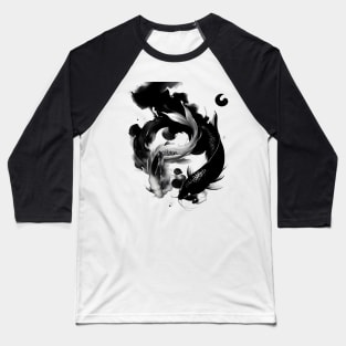 Koi fish Yin and Yang with Japanese ink Baseball T-Shirt